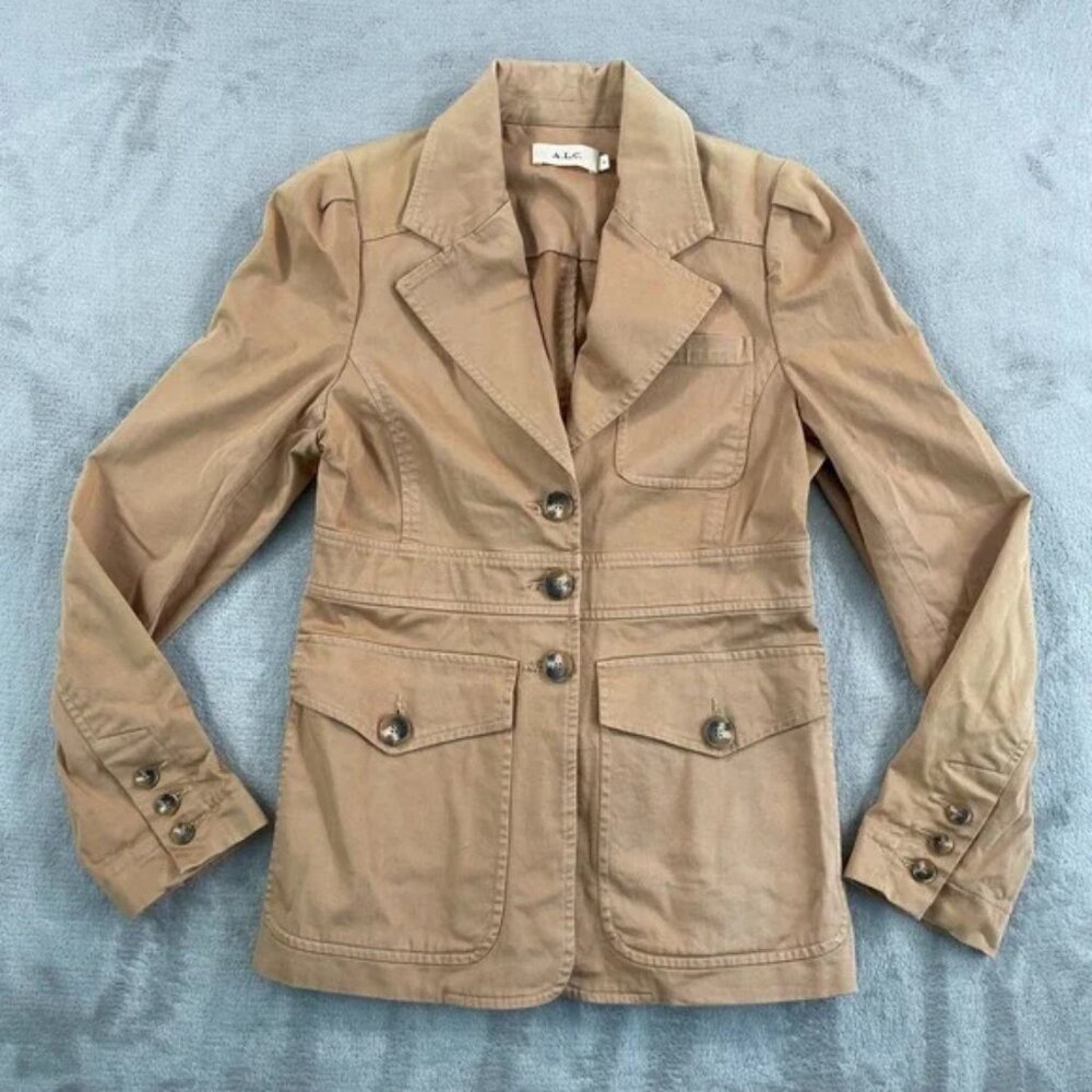 A.L.C ALC Utility Jacket Coat Women 6 Camel Designer Made in USA Italian Fabric